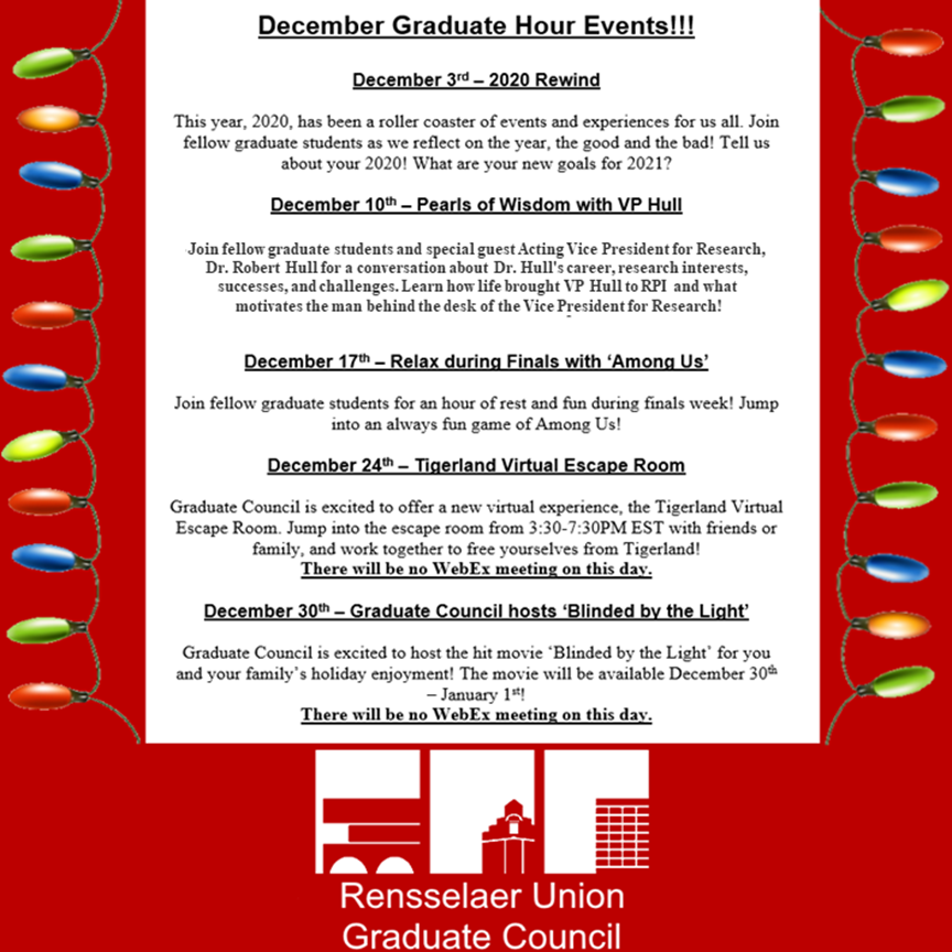 December Grad Hour events